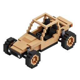 Voxel Race Car Isometric 3D Icon for Gaming