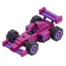 Voxel Formula 1 Race Car 3D Icon - Pink & Purple