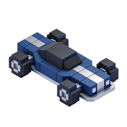 Icono de coche de carreras Voxel isométrico - Vehículo de carreras 3D de bloques