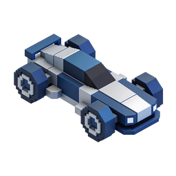 Voxel Isometric Rennwagen-Icon - 3D Rennfahrzeug in Blau
