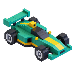 Icona 3D isometrica voxel di auto da Formula