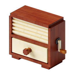 Isometric Voxel Vintage Radio Icon - 3D Block Art