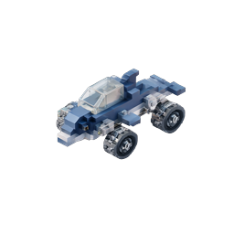 Voxel Rally Car 3D Isometric Icon - Blue Off-Road Vehicle