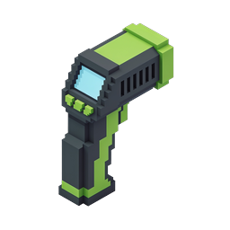 Voxel Ray Gun Icon - Isometric Pixel Art Weapon