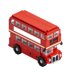 Isometric Red Double-Decker Voxel Bus Icon