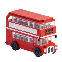 Voxel Red Double-Decker Bus 3D Icon