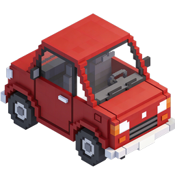 Voxel Red Car Isometric 3D Icon for Games