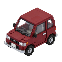 Icono de coche rojo voxel - Vehículo de bloques 3D isométrico