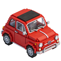 Icona auto Fiat rossa in voxel - 3D Blocky Pixel Art
