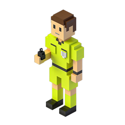 Voxel Referee Character Icon | 3D Isometric Sports Figure