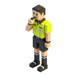 Voxel Sports Referee Character Blowing Whistle 3D Icon