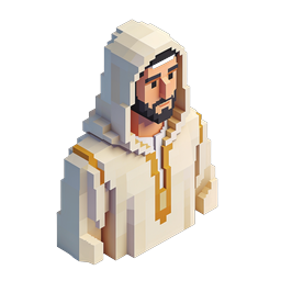Figura de profeta religioso en Voxel con cruz - Icono 3D Pixel Art
