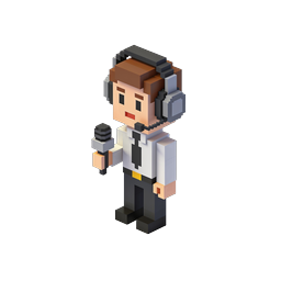 Voxel Reporter 3D Character with Microphone Icon