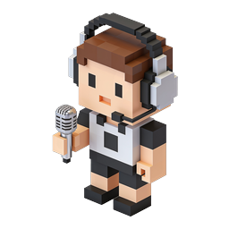 Voxel Reporter Character with Microphone 3D Icon