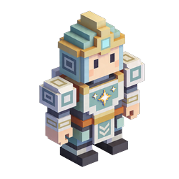 Isometric Voxel Robot Character Icon | 3D Pixel Art