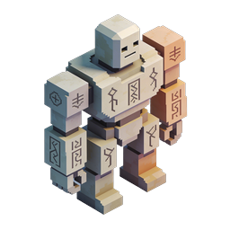 Isometric Voxel Robot Golem Block Character Icon