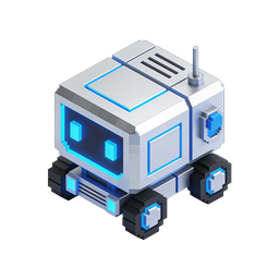 Voxel Robot Icon - Isometric 3D AI Assistant Design