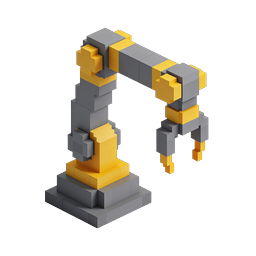 Voxel ロボットアームアイコン - 3D ピクセルアート オートメーション