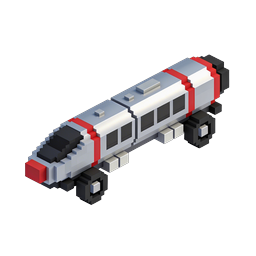 Voxel Rocket 3D Icon - Isometric Pixel Art Spacecraft