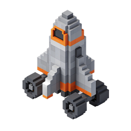 Voxel Rocket Ship 3D Isometric Spacecraft Icon