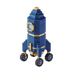 Voxel Rocket Spaceship 3D Icon - Retro Space Design