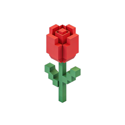 Voxel Rose 3D Isometric Icon - Blocky Flower Design
