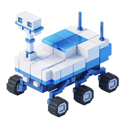 ボクセル・ローバーロボットアイコン - 3Dピクセルアートスタイル