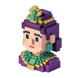 3D Voxel Royal Character Bust Icon - Pixel Art Avatar