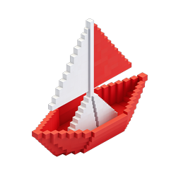 Voxel Sailboat 3D Icon - Isometric Pixel Art Boat