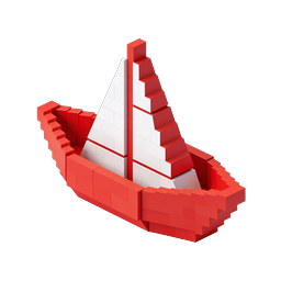 Ícone de Veleiro Voxel - Ilustração de Barco 3D Pixel Art