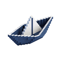 Ícone de Veleiro Voxel - Ilustração de Barco 3D Pixel Art