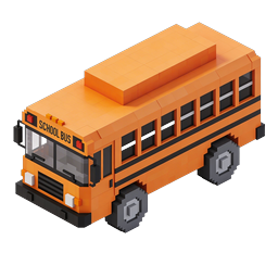 Voxel School Bus 3D Icon - Isometric Education Transport