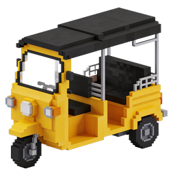 Voxel School Bus 3D Pixel Art Icon