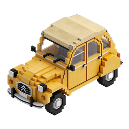 ไอคอนรถโรงเรียน Voxel 3D Pixel Art - ดีไซน์แบบ Isometric