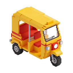 Biểu tượng xe buýt trường học Voxel - Phương tiện vận chuyển 3D Pixel Art