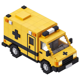 Voxel School Bus 3D Isometric Icon for Education Apps
