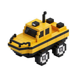 Voxel School Bus 3D Isometric Icon for Education Apps