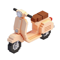 ไอคอนสกู๊ตเตอร์ Voxel 3D | ยานพาหนะพิกเซลอาร์ตแบบไอโซเมตริก