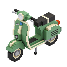 Voxel Green Scooter Icon - 3D Isometric Moped