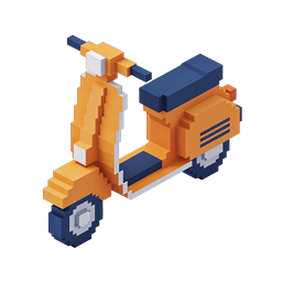 3D Voxel Scooter Icon - Isometric Pixel Art Design