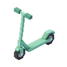Biểu tượng 3D Isometric Xe Scooter Voxel - Xanh Bạc Hà