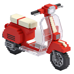Voxel 3D Red Scooter Icon - Isometric Moped Design
