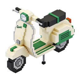Voxel 3D Scooter Icon - Isometric Pixel Art Moped