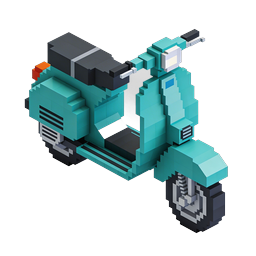 ไอคอนสกู๊ตเตอร์ Voxel แบบ Isometric - มอเตอร์ไซค์ 3D Pixel Art