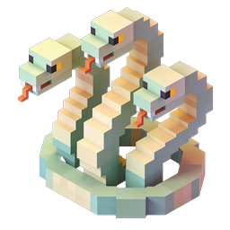 Изометрический 3D-дизайн иконки-куба с морским коньком в стиле воксель