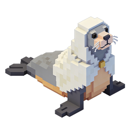 Voxel Seal Icon - 3D Isometric Pixel Art Marine Animal
