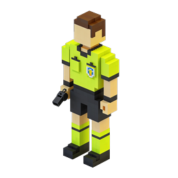 Voxel Security Guard 3D Icon - Isometric Character