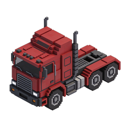 Voxel Semi-Truck 3D Isometric Icon for Transport