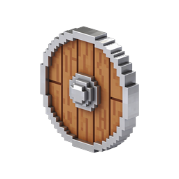 Voxel Shield 3D Icon - Medieval Defense Gaming Asset