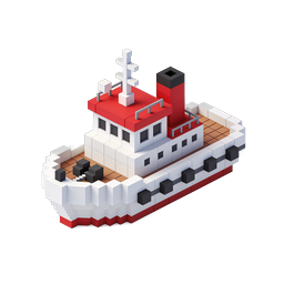 Voxel Ship Icon - Isometric Pixel Art Boat Design